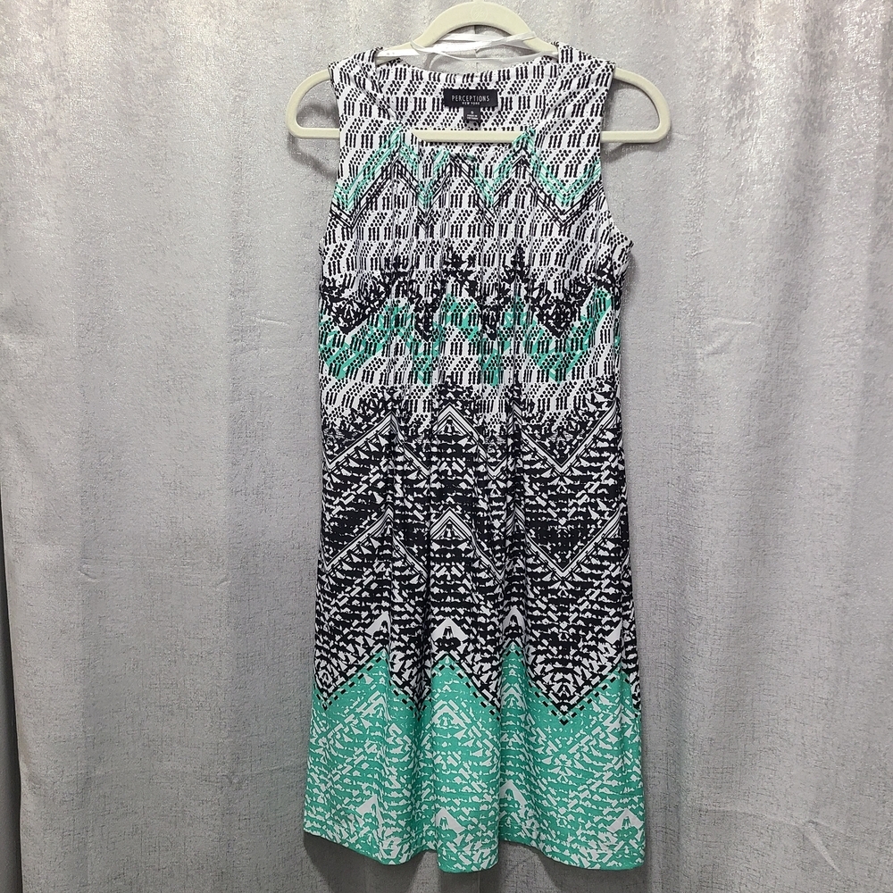 Perceptions Shift Dress Size Large Black & Mint Sleeveless Size Small